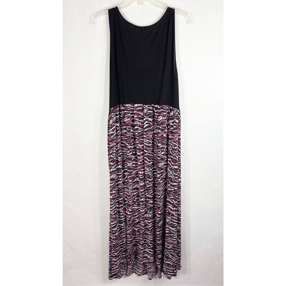 Daisy Fuentes Plus Size 3X Maxi Dress Black Pink Color Block Sleeveless 789 - Picture 4 of 9